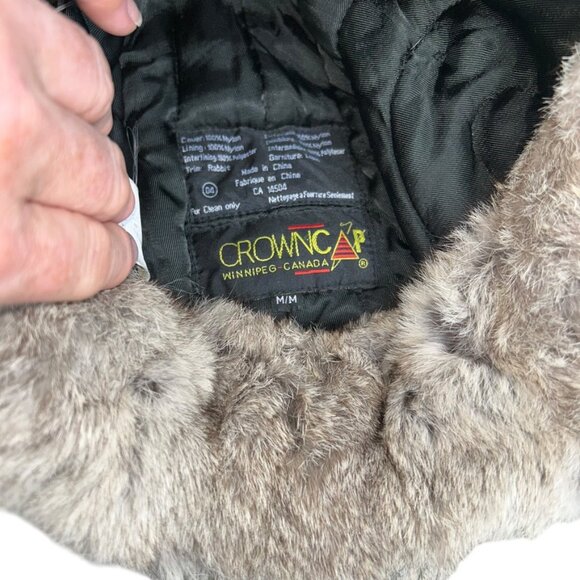 crowncap Canada Real rabbit fur trapper hat M - Picture 2 of 3